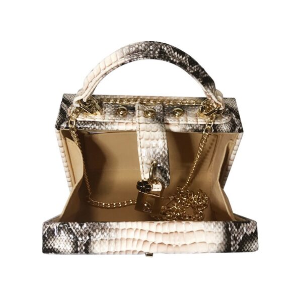 Snake Print Box Handbag – Stylish Animal‑Print Evening Bag