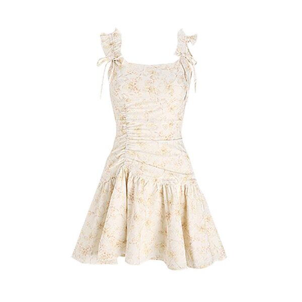 French Style Elegant Strap Dress Summer New Floral Print Dress for Women, Waist-Cinching, Petite-Friendly, Slim-Fitting Strap Dress, Short Dress