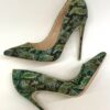 Green Python Pattern Embossed Stilettos High Heels
