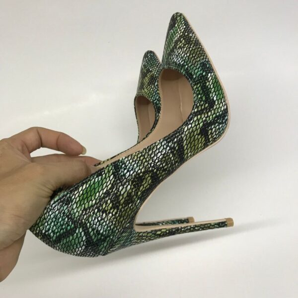 Green Python Pattern Embossed Stilettos High Heels