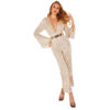 Sequin Party Jumpsuit for Women – Deep V Wide Leg