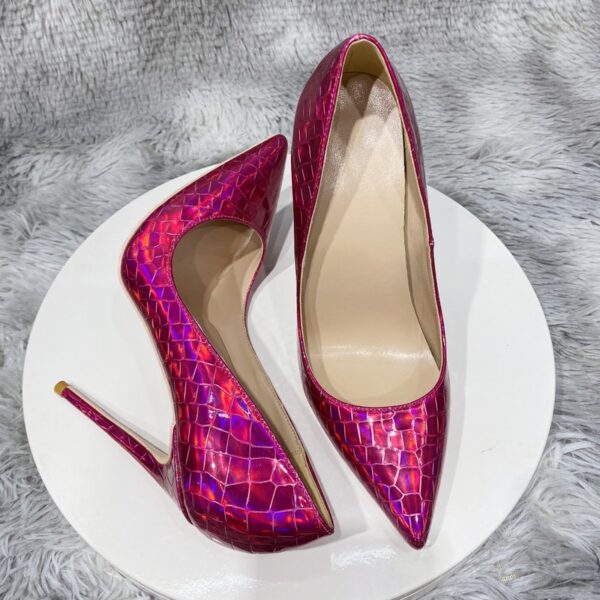 Crocodile Effect Pointy Toe High Heel – Women’s Rose Laser Heels