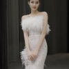 Feather Sleeveless Party Dress for Women