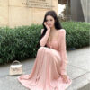 French Style Pure Seductive Pink Strapless Dress for Women, Autumn Winter Cardigan Matching Long Dress Set