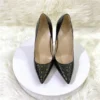 Brown Crocodile Effect Women Sexy Pointy Toe High Heel