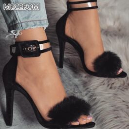 Women Pumps Snake Black High Thin Heels
