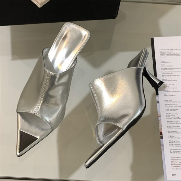 Pointed Peep Toe Slide Slippers