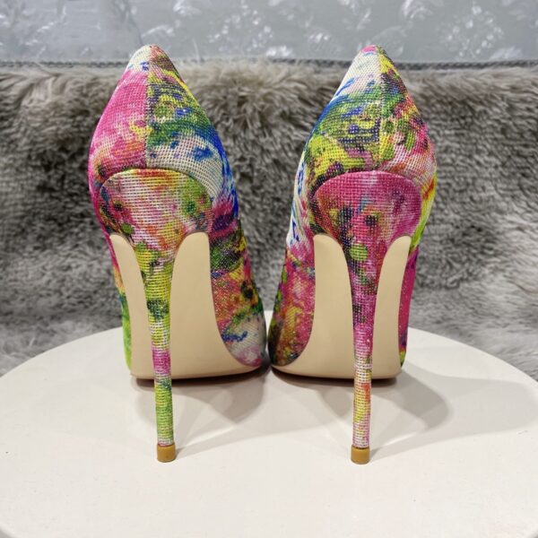 Floral Bling Sequined Women Pointy Toe High Heel Party Shoes