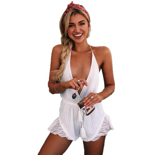 564074565 Sexy White Halter Neck Dress