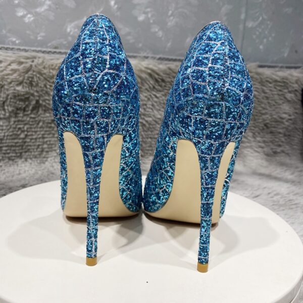 Glitter Sequins Crocodile Effect Women Pointy Toe High Heel