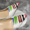 Colored Painted Women White Crocodile Effect Pointy Toe High Heel