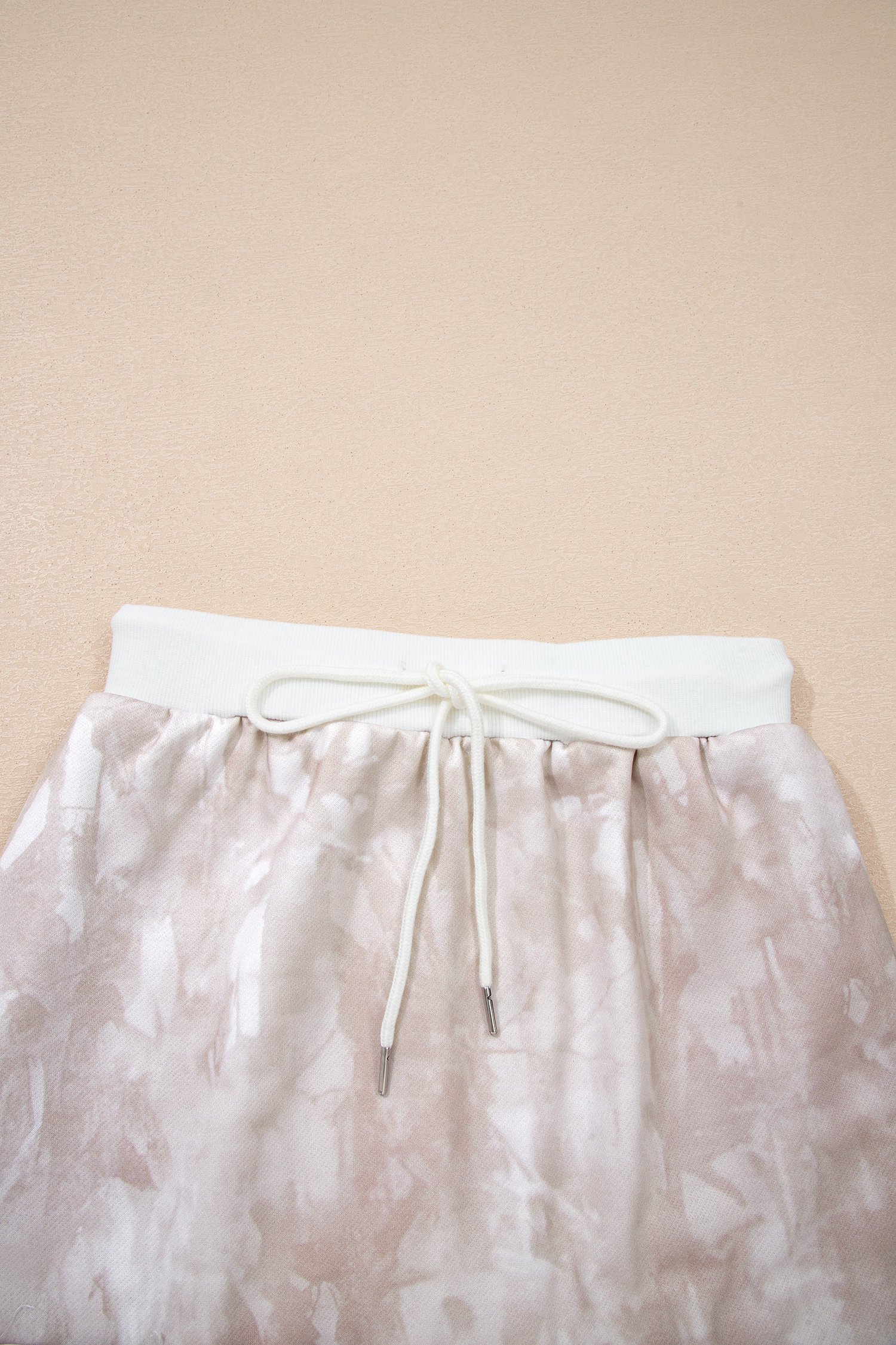 White Abstract Woodland Print Balloon Sleeve Pullover Drawstring Mini Skort Set - Image 14