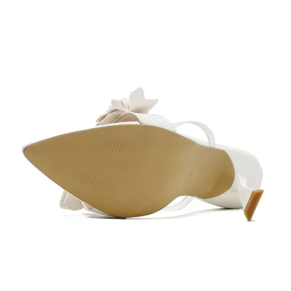 PVC Transparent Flower Sexy Pointed Toes Thin Heels Slippers