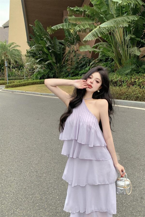 Halter Stitching Cake Fairy Dress – Elegant Women’s Design