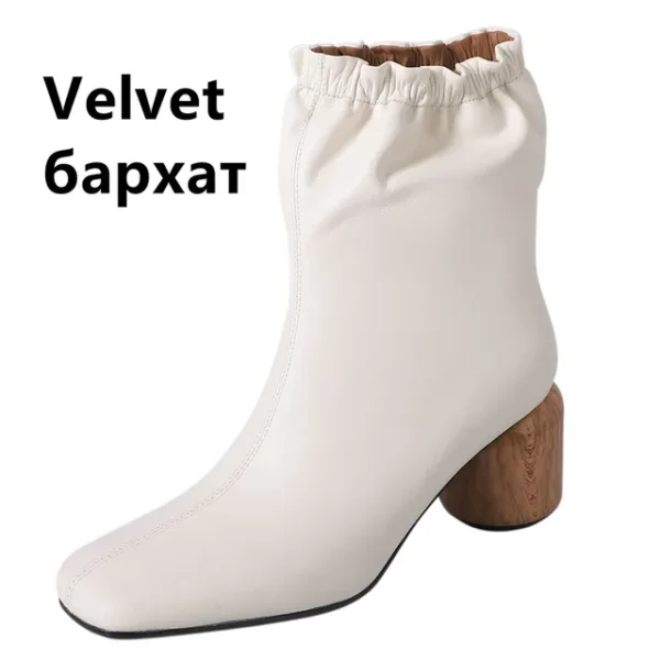 Genuine Leather Square Toe Elegant Office Lady Party Shoes