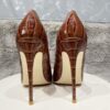 Tikicup Coffee Brown Crocodile Effect Women High Heel Party Shoes