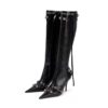 Pointed Toe Ankle Boots Black Stiletto Dress Party Boots