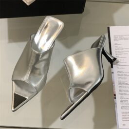 Pointed Peep Toe Slide Slippers