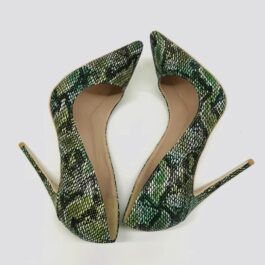 Green Python Pattern Embossed Stilettos High Heels