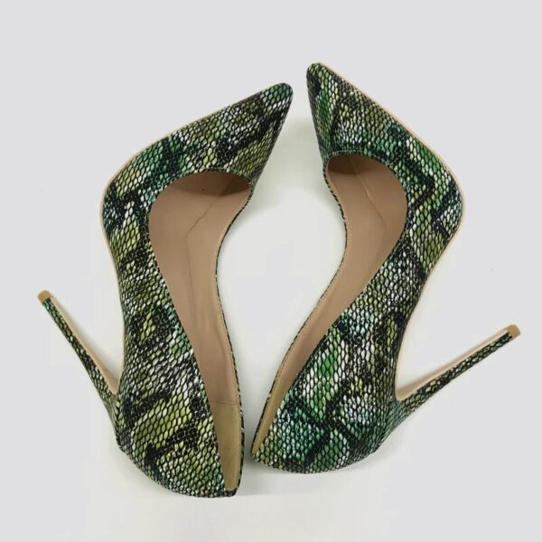 Green Python Pattern Embossed Stilettos High Heels