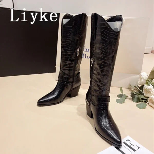 Western cowboy knee high boots for women