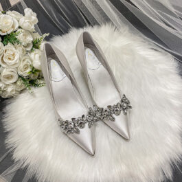 Champagne Silk Bridesmaid White High Heels
