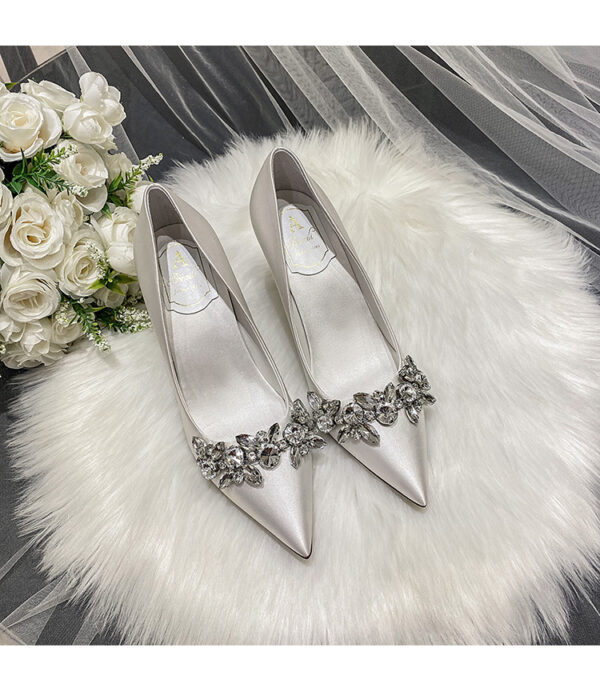 Champagne Silk Bridesmaid White High Heels