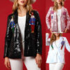Loose Sequin Blazer for Women – Party Multi-Color Top