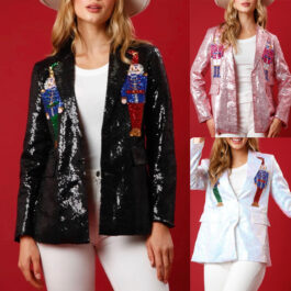 Loose Sequin Blazer for Women – Party Multi-Color Top