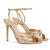 Womens Large Light Gold PU Slim High Heel Sandals