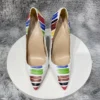 Colored Painted Women White Crocodile Effect Pointy Toe High Heel