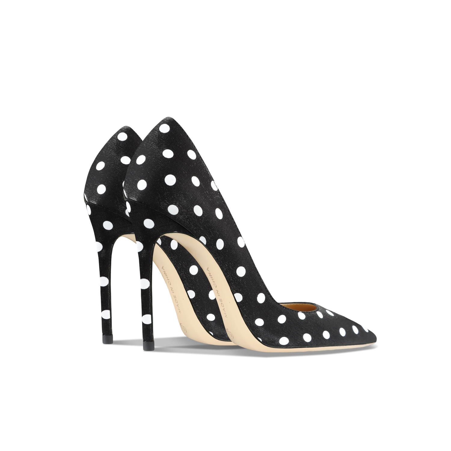 Leather Black Polka Dot High-Heeled - Image 2