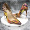 Art Painting Printed Women Partent Stiletto High Heels