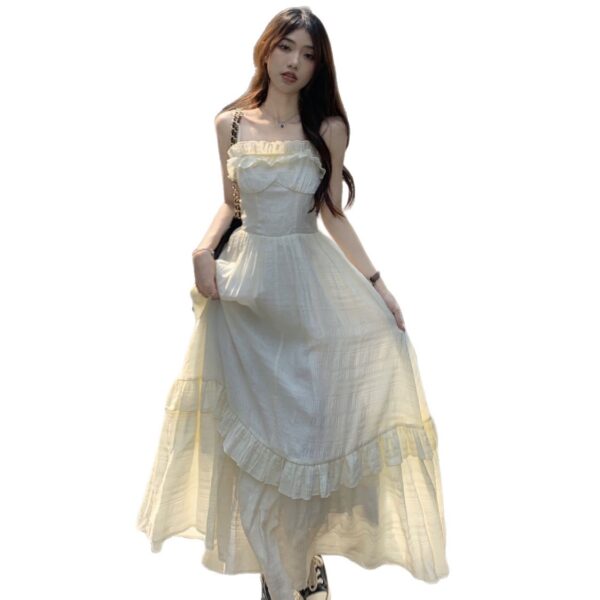 Apricot Strapless Ruffled Maxi Dress – Elegant Spring/Summer Chic