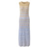 French Style Blue Gradient Mesh Sleeveless Slim Fit Vacation Knit Dress