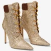 565313605 Water Diamond Mixed Color Cross Strap Short Boots