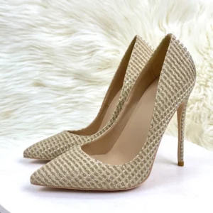 565313761 gold sequined pointy toe high heels for women