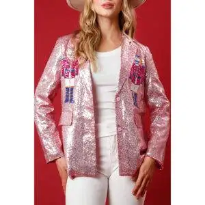 565304867 loose sequin blazer for women party multi-color sparkle top