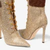565313607 Water Diamond Mixed Color Cross Strap Short Boots
