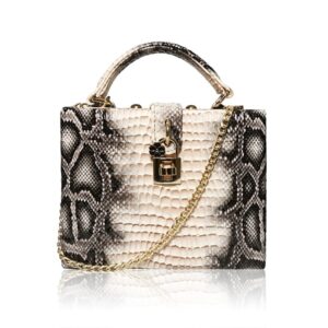 565312010 snake print box handbag stylish animal print evening bag