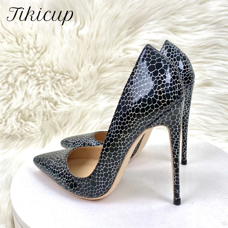 sleek high heels with modern geometric pattern