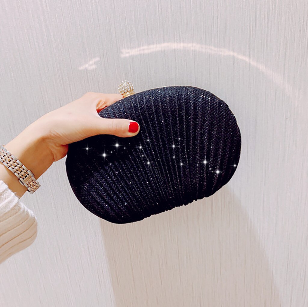 Sparkly Clutch Pleated Handbag – Glitter Evening Bag - Image 5