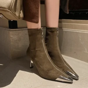 stylish women’s ankle boots with slender heel