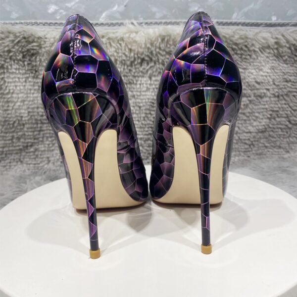 Geometry Print Women Glossy Patent Pointed Toe High Heel