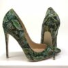Green Python Pattern Embossed Stilettos High Heels