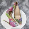 Floral Bling Sequined Women Pointy Toe High Heel Party Shoes