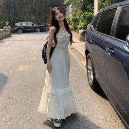 Apricot Strapless Ruffled Maxi Dress – Elegant Spring/Summer Chic