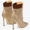 565313608 Water Diamond Mixed Color Cross Strap Short Boots