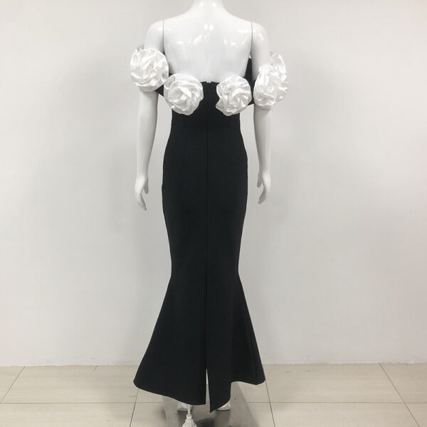 a11a8a81-c22a-436b-9a1e-bb8d6fabfbcf.jpg Black Tube Top Flower Bandage Party Dress – Elegant Bodycon Style