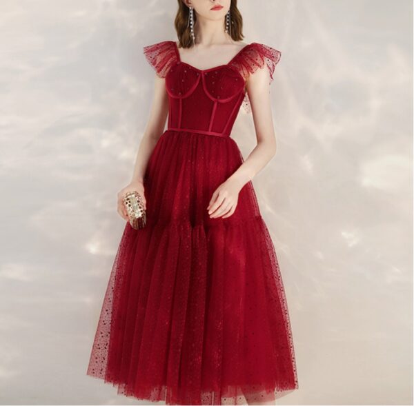 Luxury Mid-Length Elegant Party Dress – Chic Engagement & Birthday Celebration Outfit